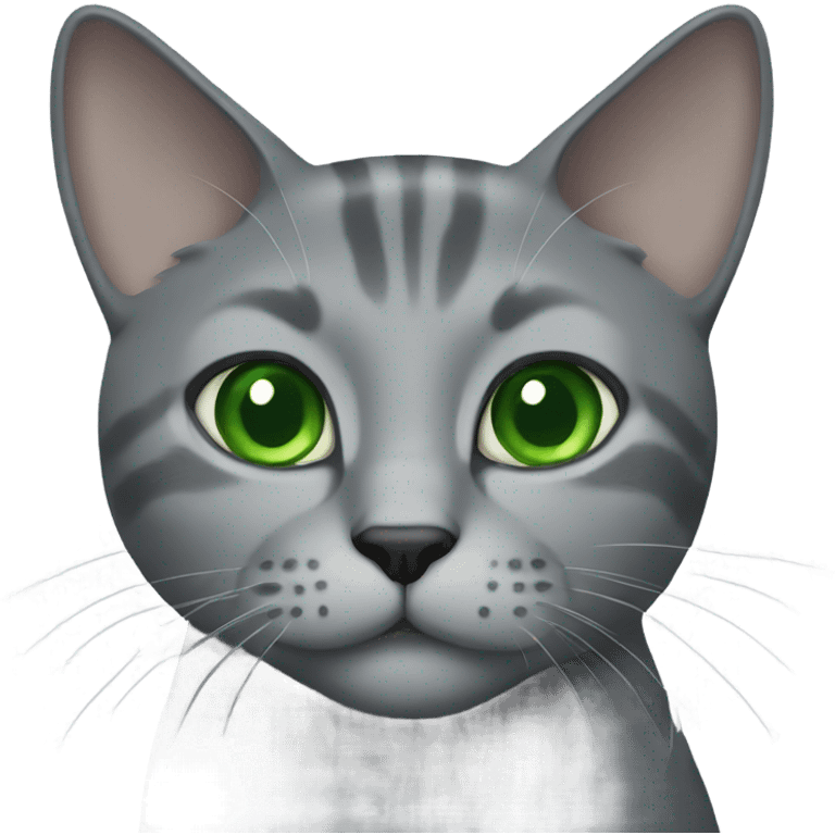 Grey cat with green eyes emoji