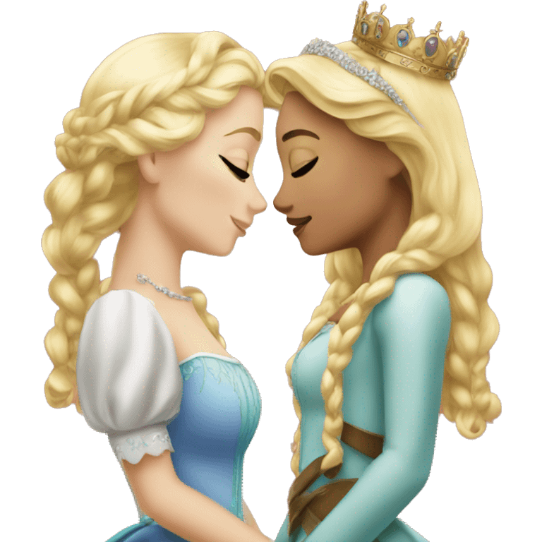 2 women princesses couple blonde kiss emoji