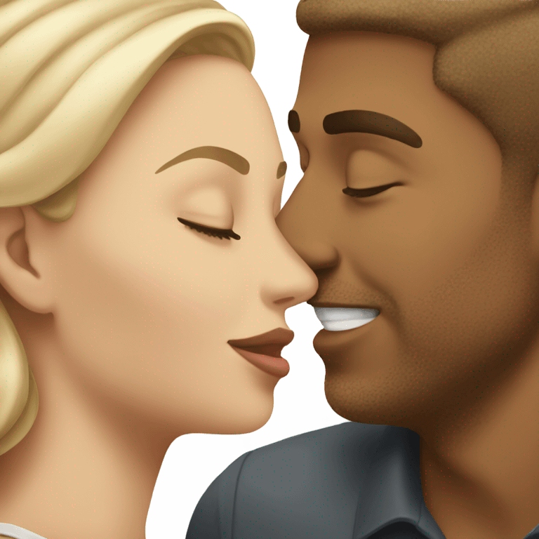 Light skin woman with kissing white man emoji