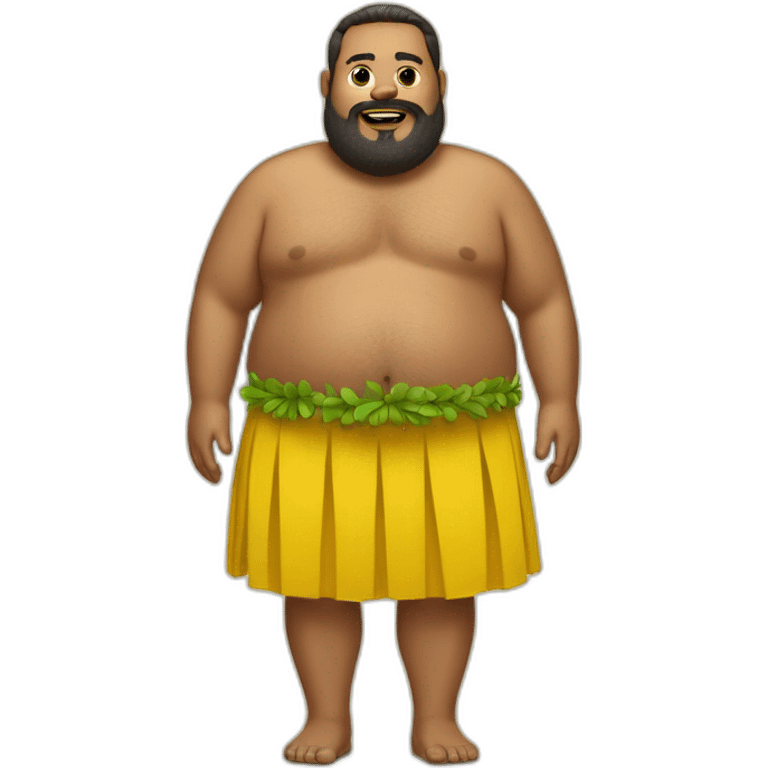 fat guy with yellow hawaiian skirt beard emoji