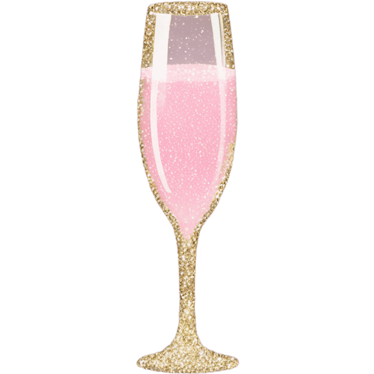 champagne flute, glitter, light pink emoji