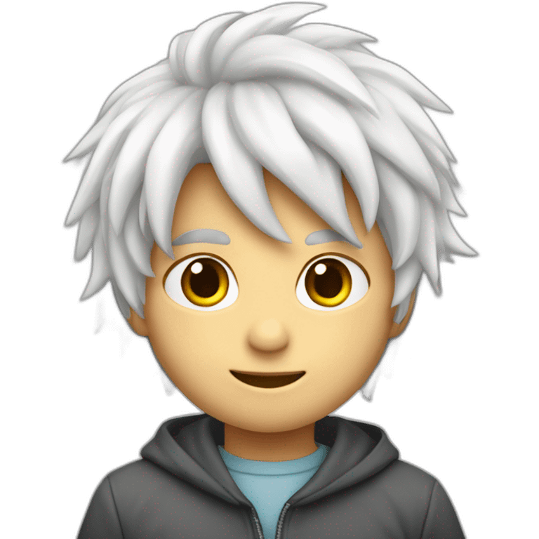 niño blanco de pelo largo de mirada inexpresiva emoji