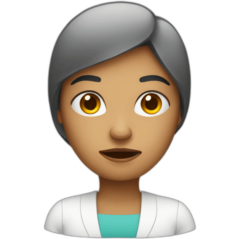 disapproving woman with computer emoji