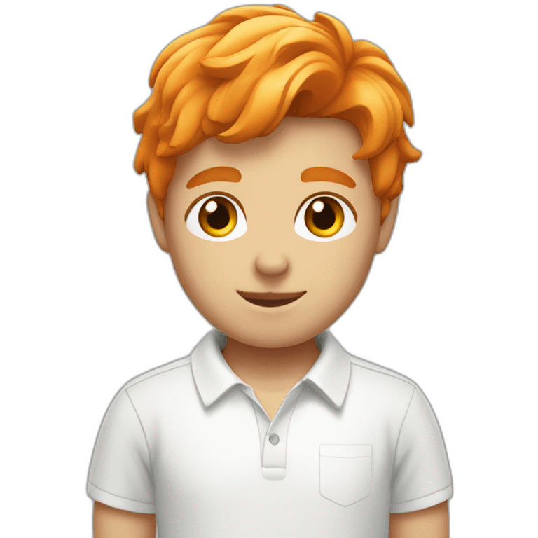 Orange haired Boy with white polo shirt emoji