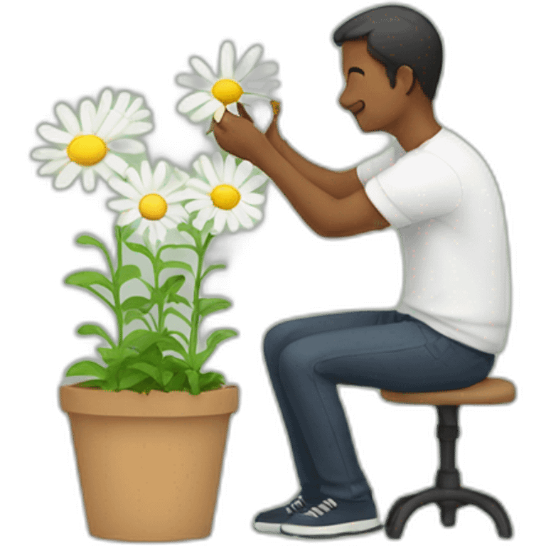 Man picking daisies emoji