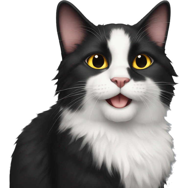 fluffy black cat with white spot on nose emoji