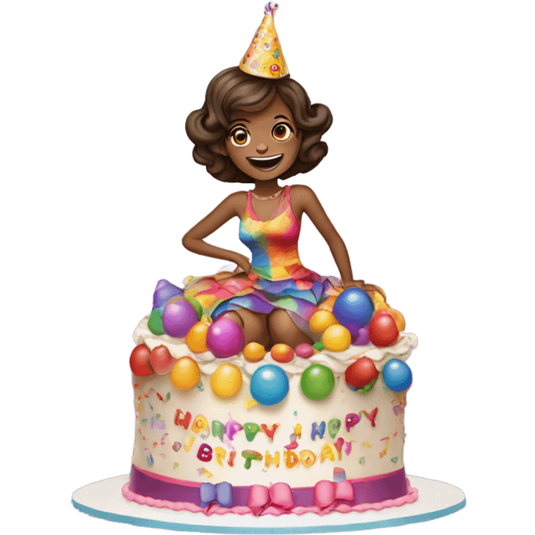 birthday girl on cake emoji