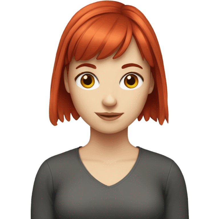 white girl whit red hair with bangs emoji