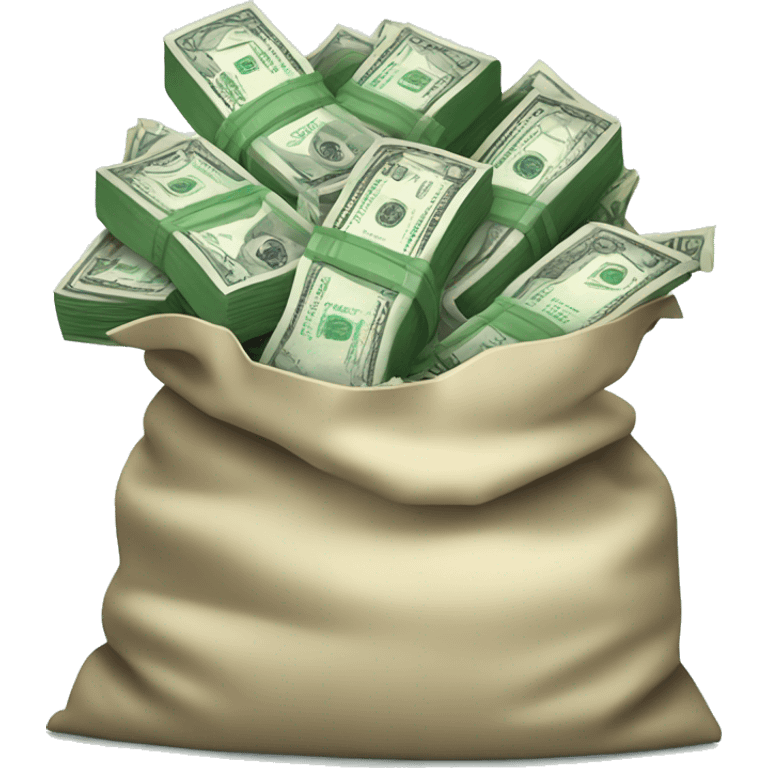 bag of money bursting with green stacks of cash emoji