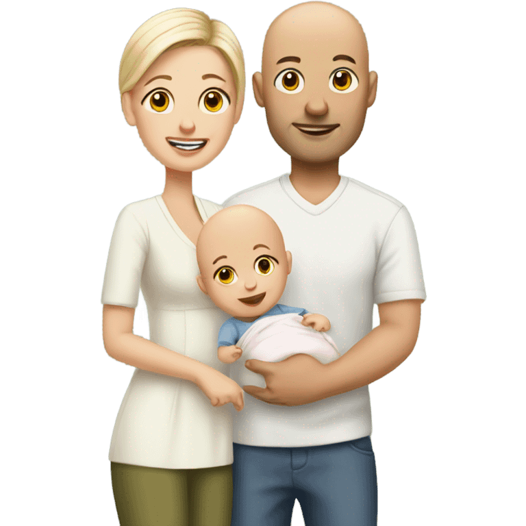 Bald Husband and wife with baby emoji