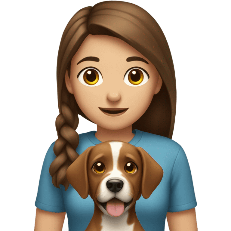  girl with brown hair play with brown dog emoji