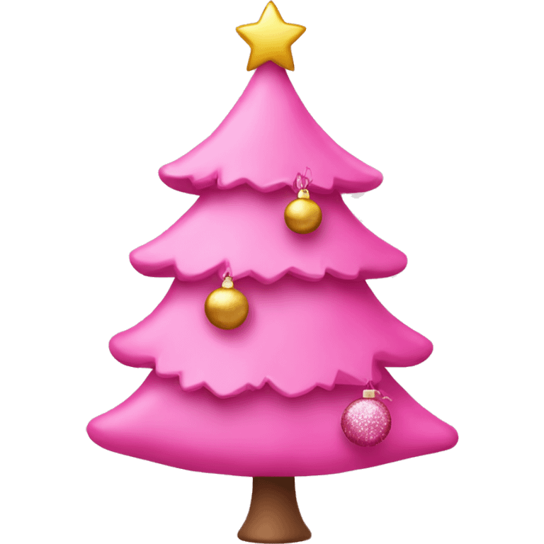 pink girly christmas tree emoji with pink ornaments emoji