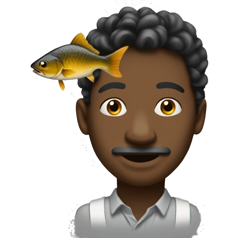 Black man smocking big fish emoji