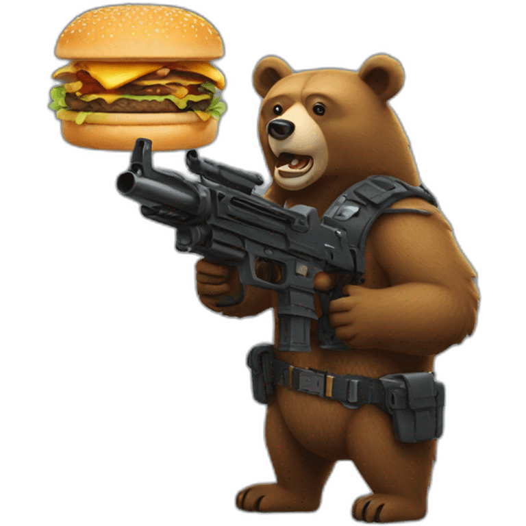 bear with minigun and burger emoji