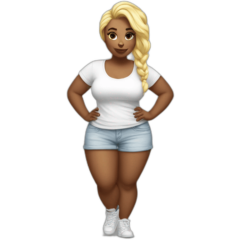 Curvy white hip hop girl full length emoji