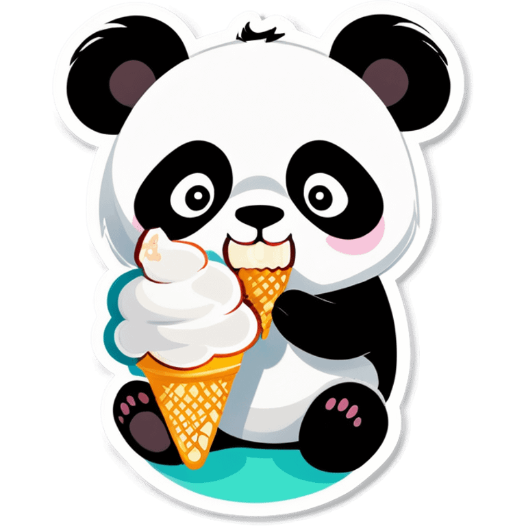 Panda eating ice cream emoji