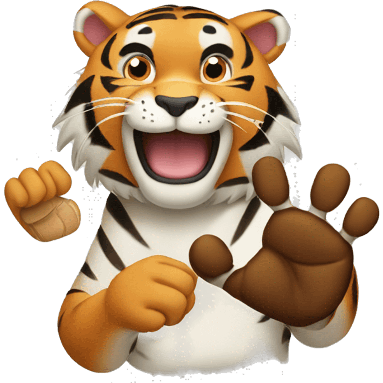 Tiger holding up paw emoji