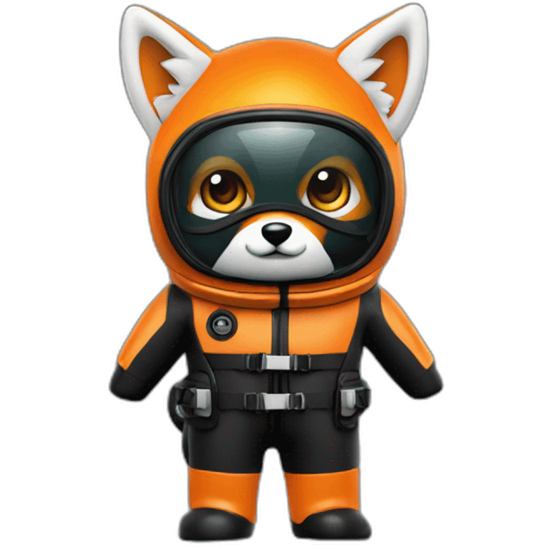 fox in black rubber shiny diving suit emoji