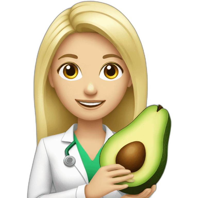 blonde dietitian holding avocado emoji