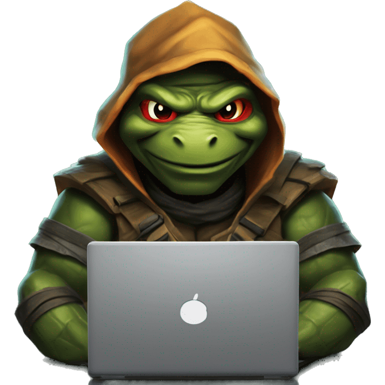 Splinter from the ninja turtle playing dota 2 on a laptop  emoji