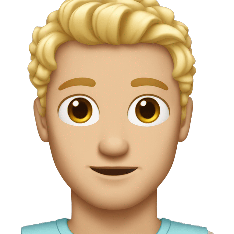 Man with dyed blonde hair and brown eyes wearing nail polish emoji