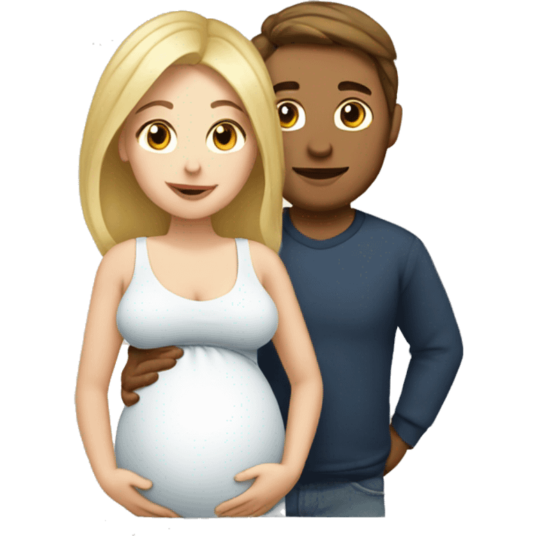 Blonde pregnant woman with brunette man emoji