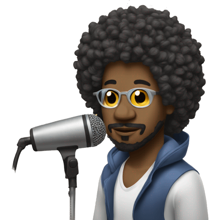 Afroman with curl haircut in his Home musical Studio  emoji