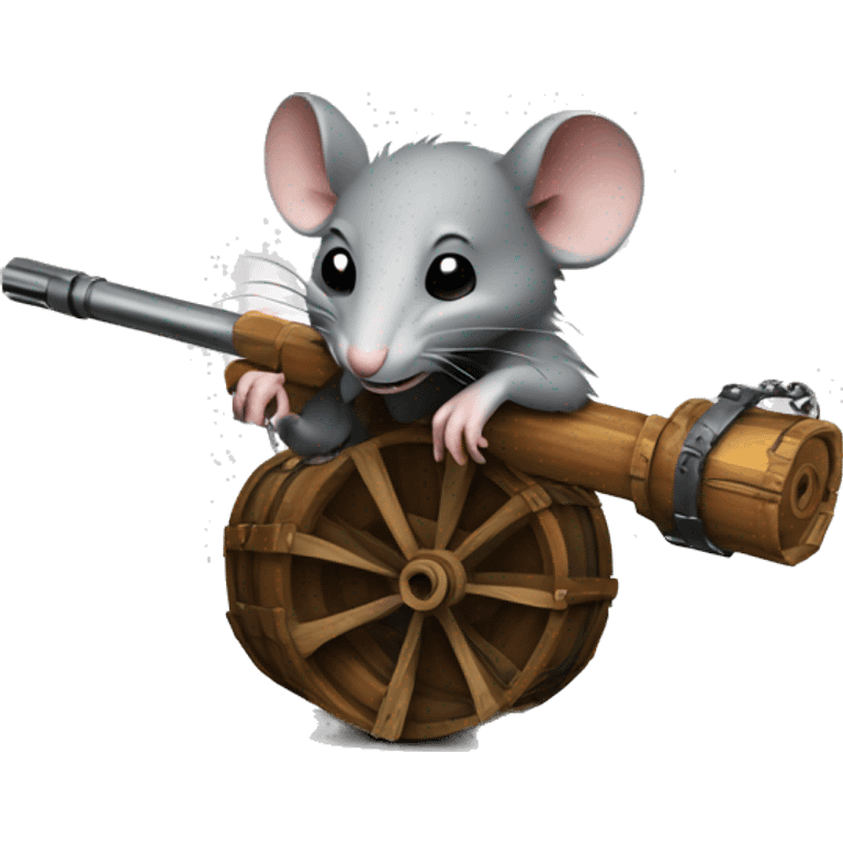 Rat with a 6 barrel minigun made of wood and metal  emoji