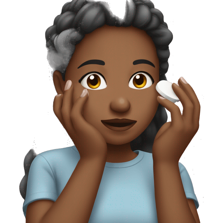 Girl putting on skincare emoji