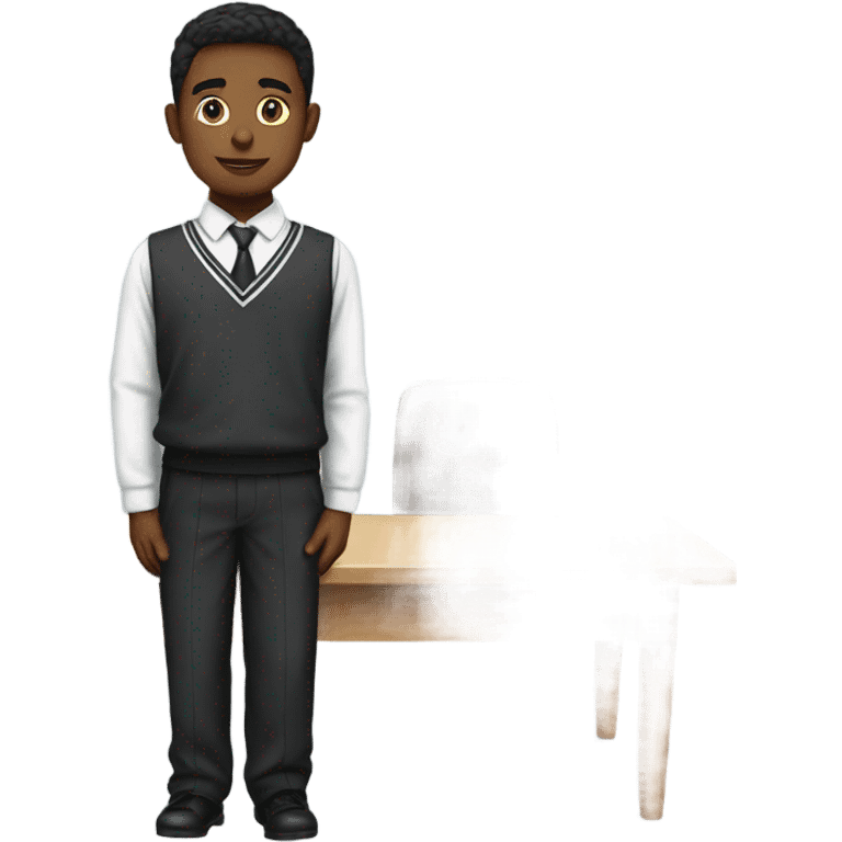 young men dressed in school uniform standing on their tables emoji