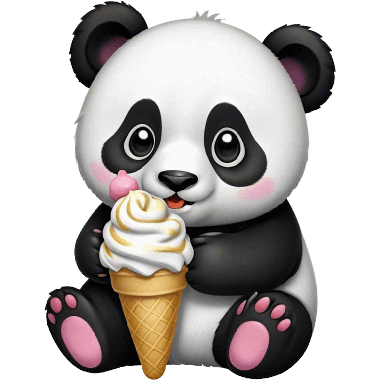 Panda eating ice cream emoji