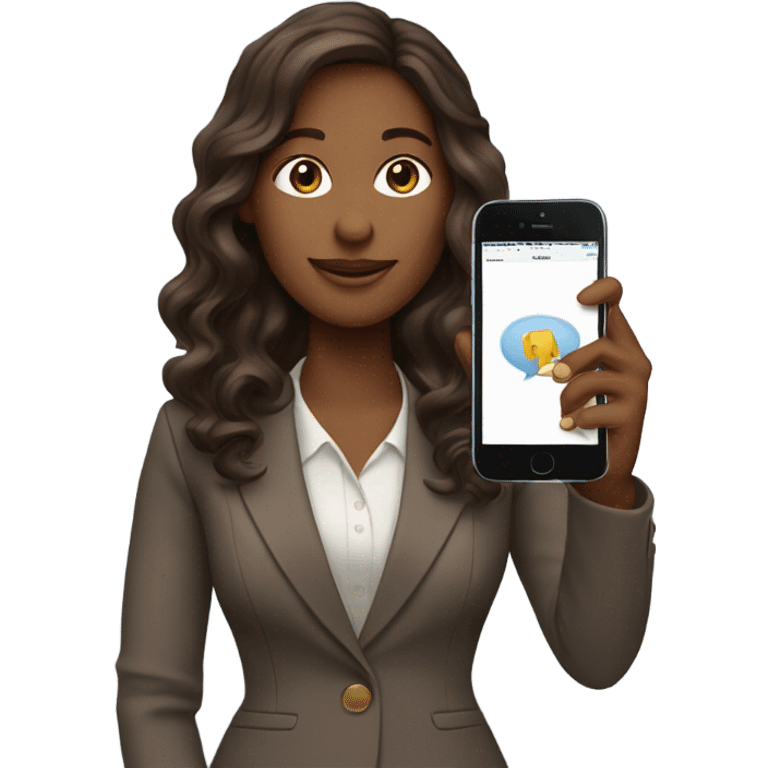 business woman with long wavy brown hair on the iphone emoji