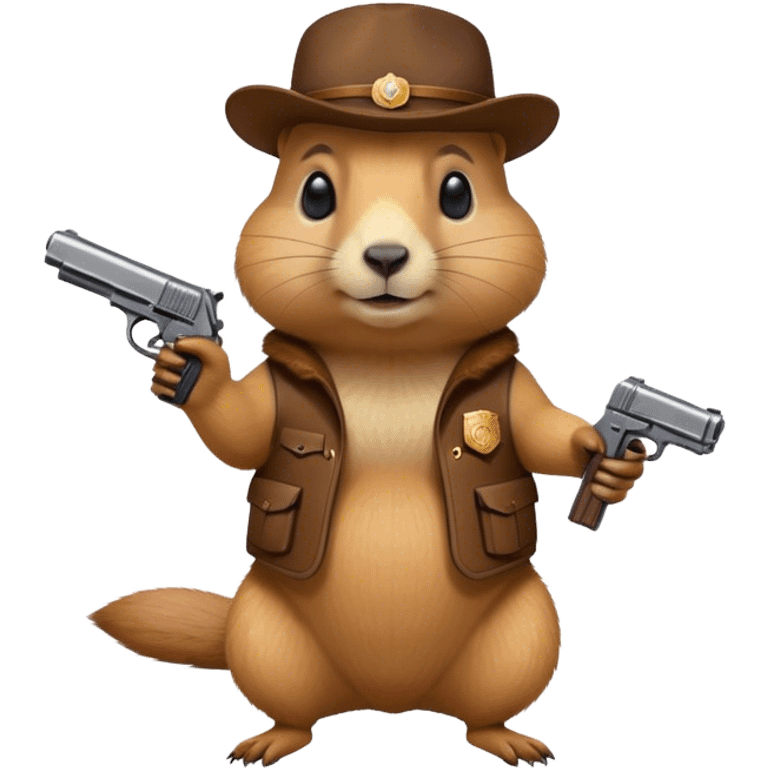 prairie dog holding a pistol emoji