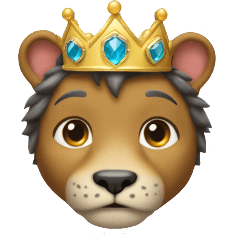 Una leon  rugiendo  ,  con corona de brillo de Reyna  emoji