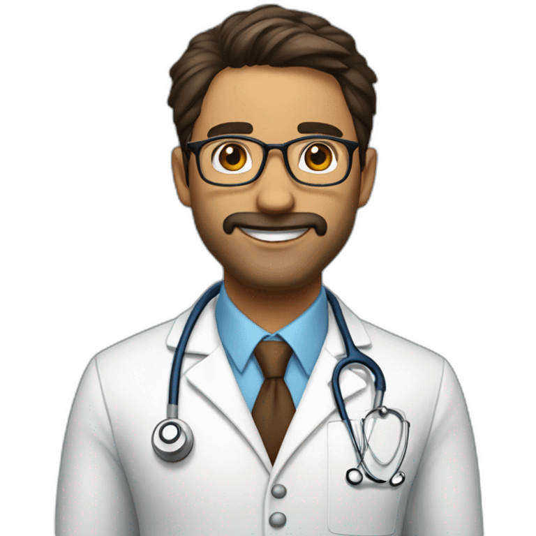 Doctor rubio con lentes cabello castaño emoji