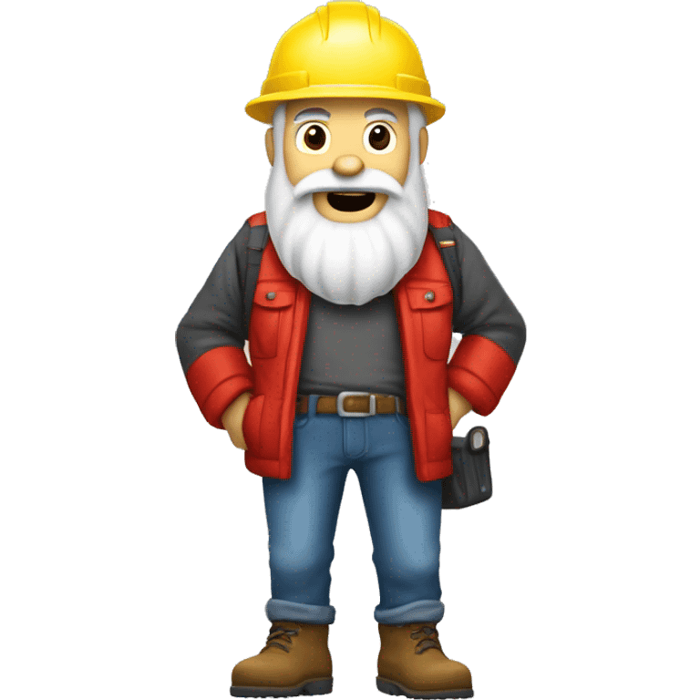 Old diamond miner with a big white beard, dynamite in his hand, red jacket, jeans, yellow helmet with flashlight emoji