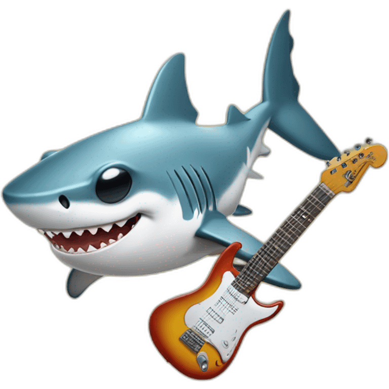 Shark with sunglases and an electric guitar an electric gitar emoji