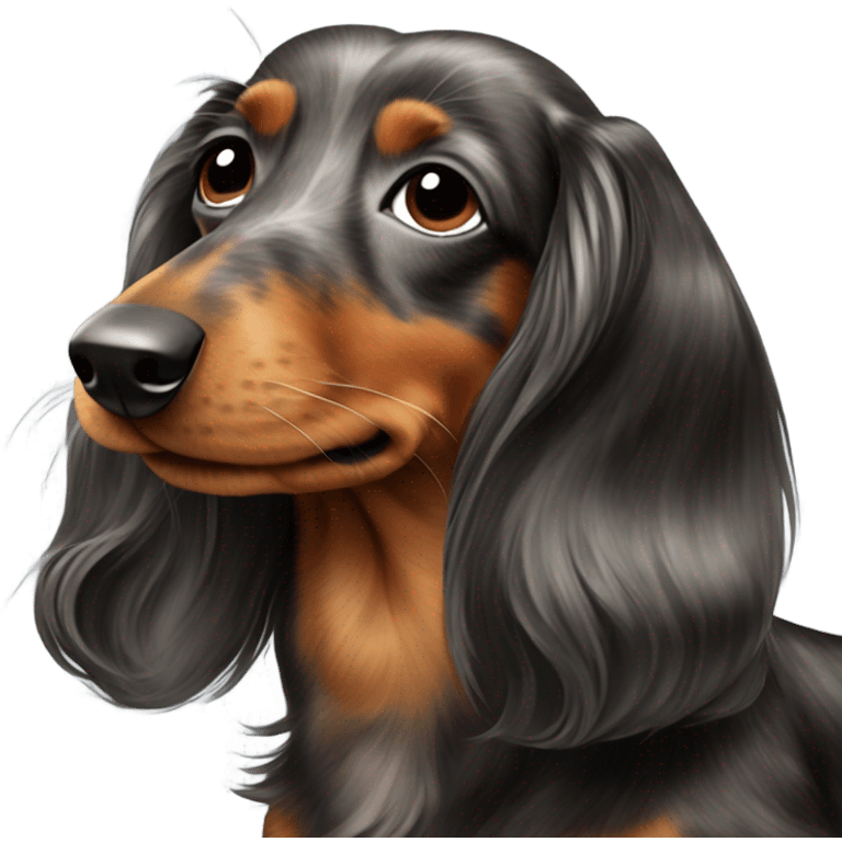 Long haired brindle dapple dachshund  emoji