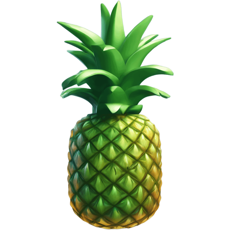 3D elegant pineapple🍍  with big shiny eyes 👀 pineapple holds mirror with its reflection 🪞🍍 emoji