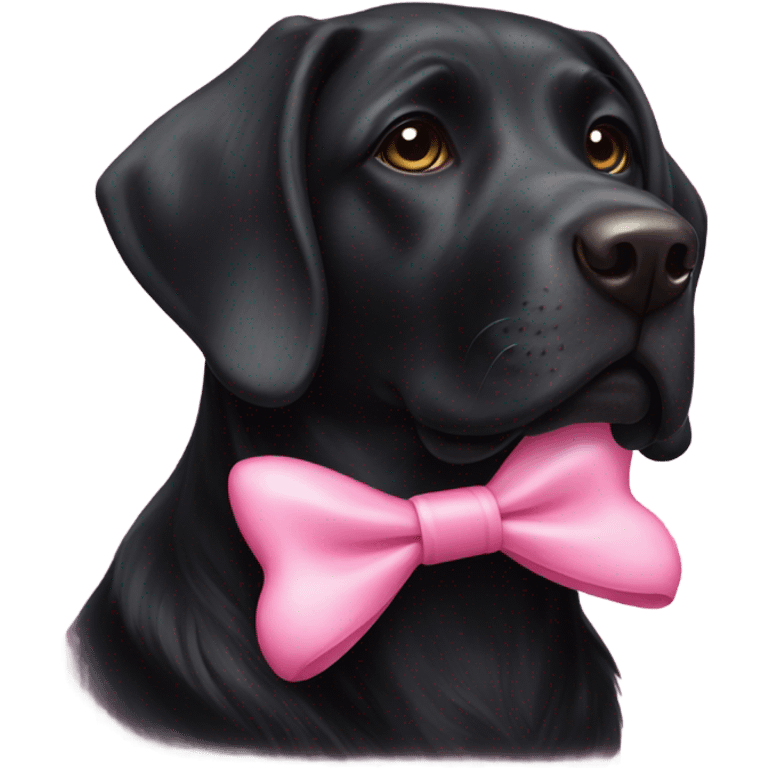 Black lab dog with pink bow  emoji