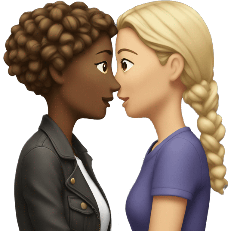 One woman whispers into the ear of another woman. emoji