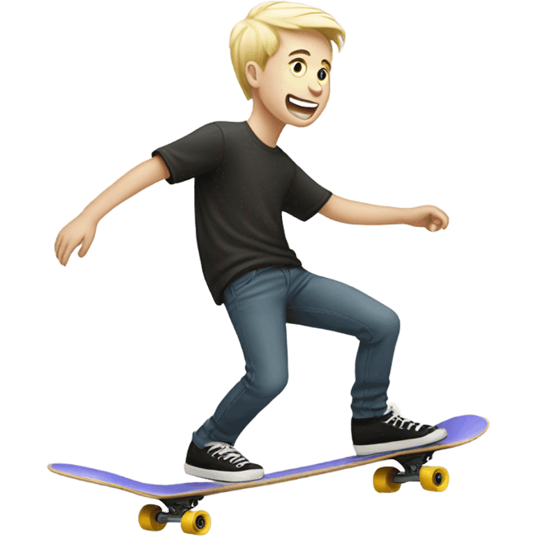 Skateboarding white pale boy riding a skate board emoji