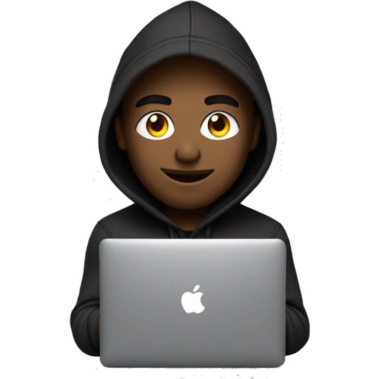 a programmer with hoodies black and macbook pro 2012 emoji