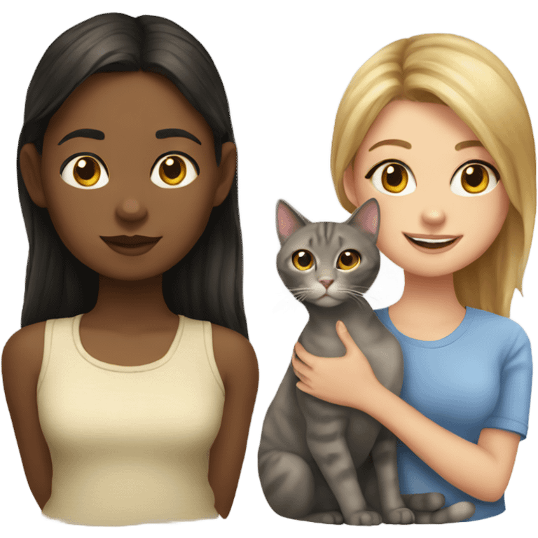 realistic cat with girl emoji