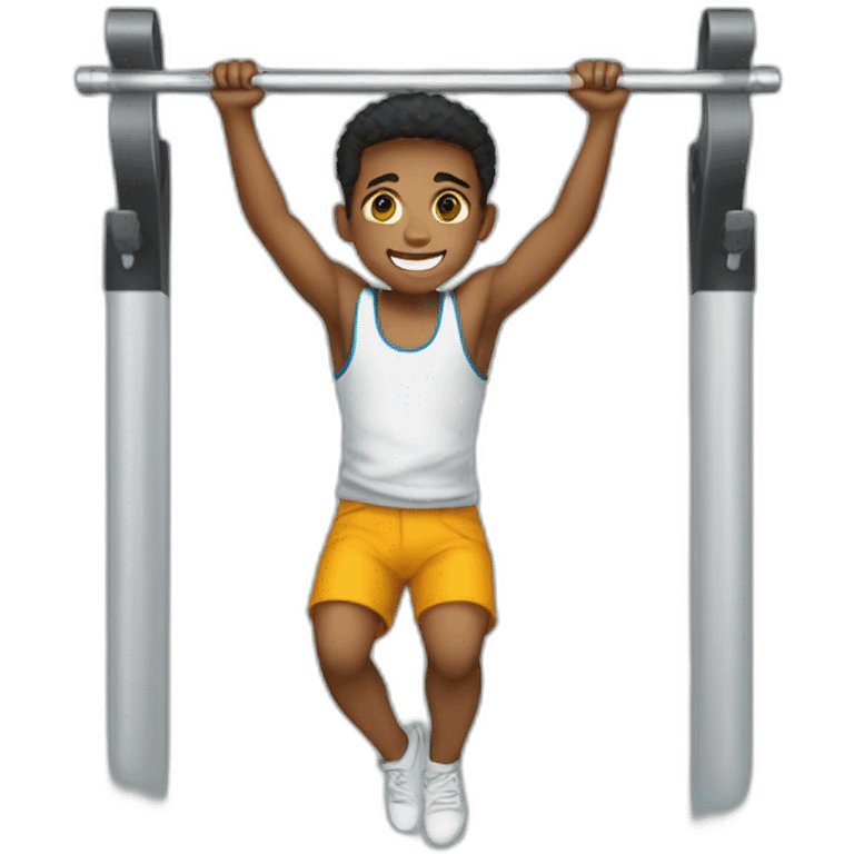 boy mixrace in  pull-up bar emoji