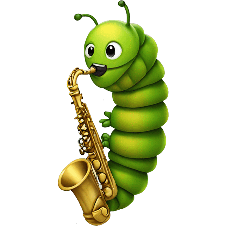 Caterpillar playing saxaphone emoji