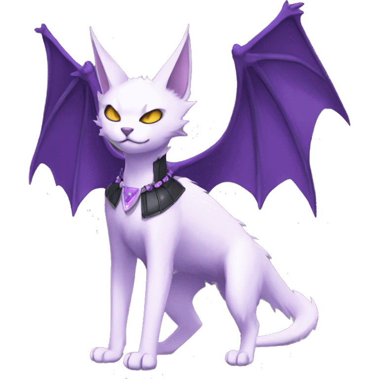 cool edgy black punk Purple nargacuga-bat-cat-Fakemon collar full body emoji