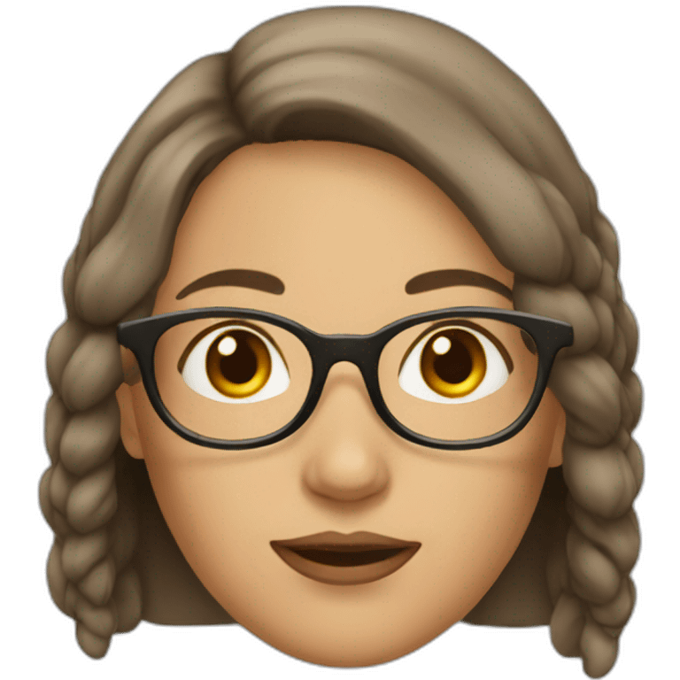 Women with long lure a thin round glasses and brown eyes  emoji