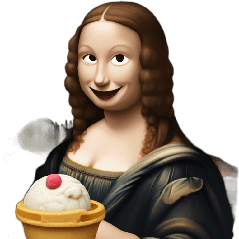 Mona Lisa painting with ice cream emoji