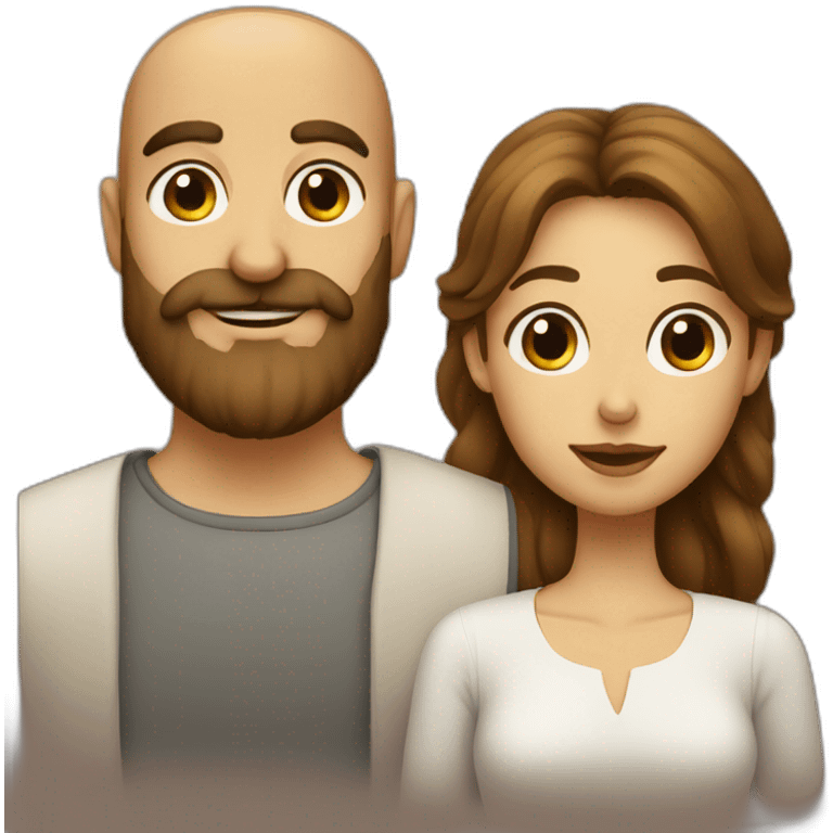 Italian Man beard and  girl with brown hair emoji